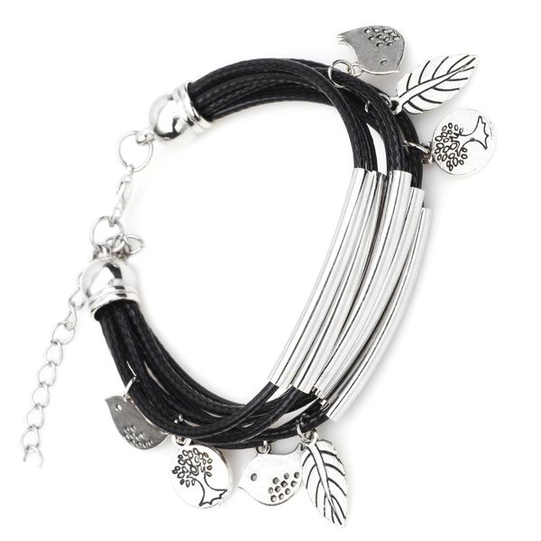 black multi layers leather bracelets women handmade charm bangle mini birds leaf tree pendant wrist bracelet, Golden;silver
black multi layers leather bracelets women handmade charm bangle mini birds leaf tree pendant wrist bracelet, Golden;silver