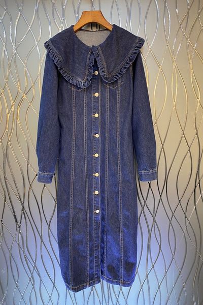 xiaozi sicimu ear doll collar slimming denim dress womens autumn european and american new slim fit long dress 9q, White;black
xiaozi sicimu ear doll collar slimming denim dress womens autumn european and american new slim fit long dress 9q, White;black