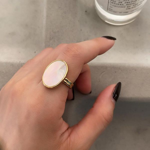 real 925 sterling silver gold oval shell rings for women minimalist index finger adjustable open party wedding jewelry cluster, Golden;silver
real 925 sterling silver gold oval shell rings for women minimalist index finger adjustable open party wedding jewelry cluster, Golden;silver