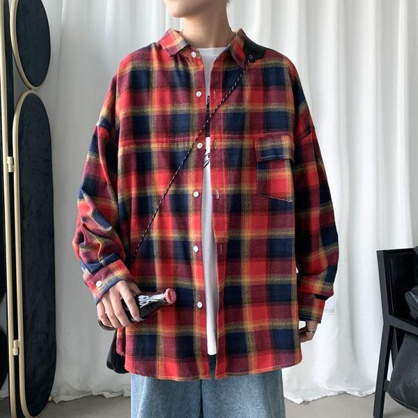 men's casual shirts plaid long sleeve 2021 harajuku streetwear oversized for women causal blouse men clothing, White;black
men's casual shirts plaid long sleeve 2021 harajuku streetwear oversized for women causal blouse men clothing, White;black