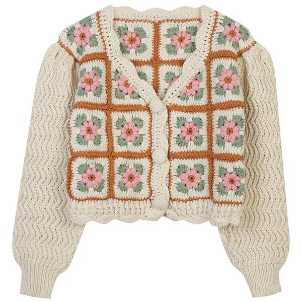 women's knits & tees fall fashion ethnic style handmade crochet sweaters cardigan for women jacquard designer v neck cropped ou, White
women's knits & tees fall fashion ethnic style handmade crochet sweaters cardigan for women jacquard designer v neck cropped ou, White