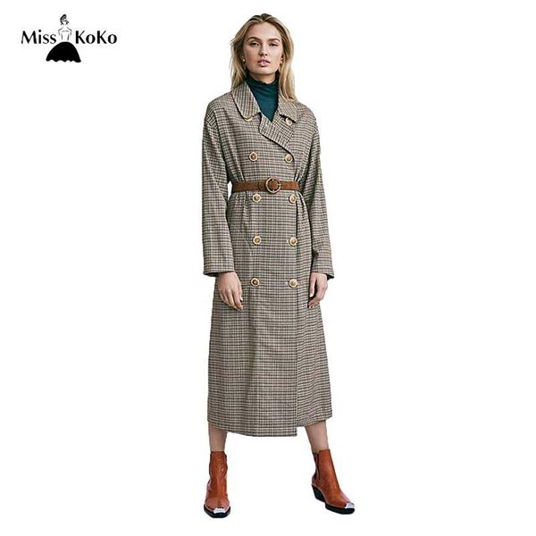 women's trench coats misskoko 2021 revival-styled pattern back waist fold double row belt waistband button trim body figure long style, Tan;black
women's trench coats misskoko 2021 revival-styled pattern back waist fold double row belt waistband button trim body figure long style, Tan;black