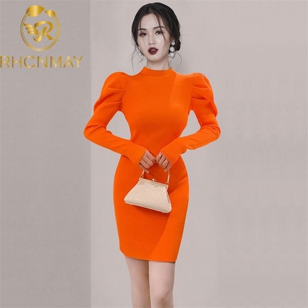 vintage autumn winter knitted women sheath dress pullover puff sleeve sukienki party robe korean elegant warm vestidos 210520, Black;gray
vintage autumn winter knitted women sheath dress pullover puff sleeve sukienki party robe korean elegant warm vestidos 210520, Black;gray