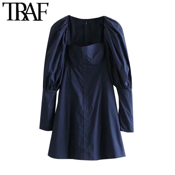 women chic fashion puff sleeve pleated mini dress vintage square collar side zipper female dresses vestidos mujer 210507, Black;gray
women chic fashion puff sleeve pleated mini dress vintage square collar side zipper female dresses vestidos mujer 210507, Black;gray
