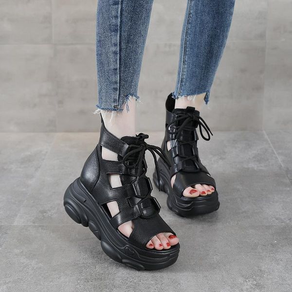 genuine leather slope with thick-soled roman shoes retro sandals 2021 summer trendy fish mouth women dress, Black
genuine leather slope with thick-soled roman shoes retro sandals 2021 summer trendy fish mouth women dress, Black
