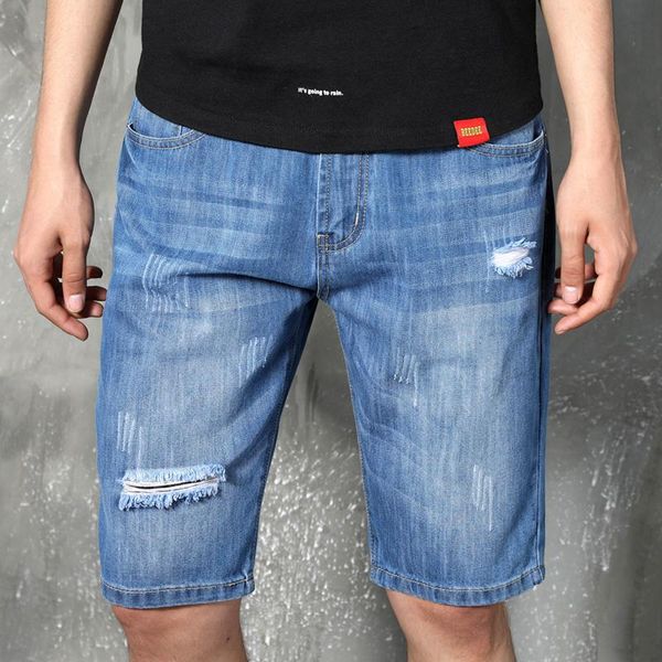 men's jeans trendy fashion denim shorts business casual loose straight-leg stretch male brand five-point pants, Blue
men's jeans trendy fashion denim shorts business casual loose straight-leg stretch male brand five-point pants, Blue