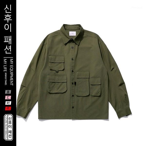 tooling shirt men's japanese retro solid color jacket men spring thin multi-pocket long sleeved male outwears jackets, Black;brown
tooling shirt men's japanese retro solid color jacket men spring thin multi-pocket long sleeved male outwears jackets, Black;brown