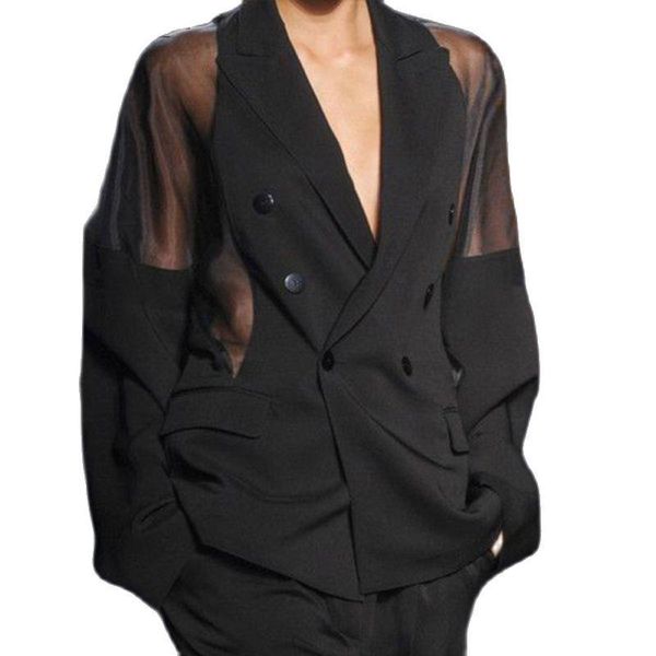 men's suits & blazers men blazer mesh2021 patchwork see through streetwear double breasted lapel long sleeve outerwear fashion casual, White;black
men's suits & blazers men blazer mesh2021 patchwork see through streetwear double breasted lapel long sleeve outerwear fashion casual, White;black