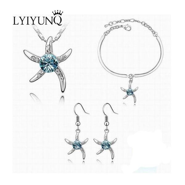 earrings & necklace lyiyunq romantic white wedding jewelry sets for women trendy starfish crystal long pendant bracelet, Silver
earrings & necklace lyiyunq romantic white wedding jewelry sets for women trendy starfish crystal long pendant bracelet, Silver