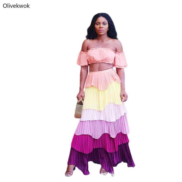two piece dress olivekwok summer plus size women set strapless backless chiffon pleated cake maxi skirt suit jn02, White
two piece dress olivekwok summer plus size women set strapless backless chiffon pleated cake maxi skirt suit jn02, White