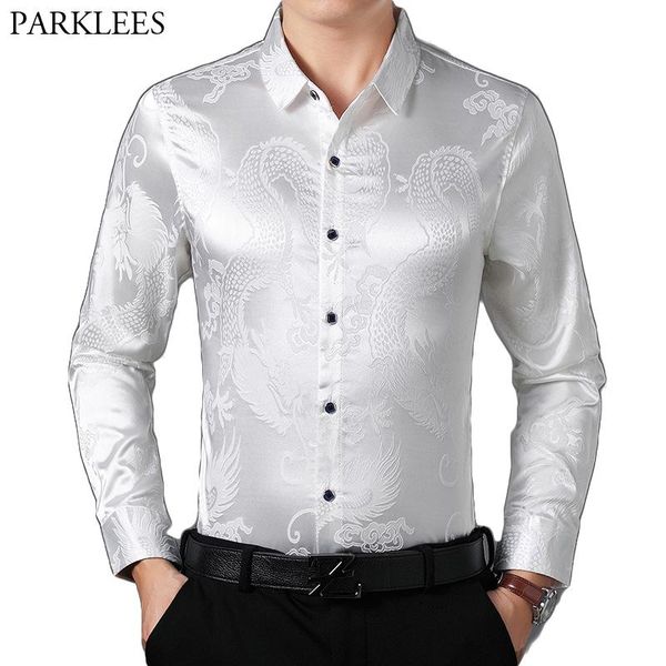 mens long sleeve satin luxury dragon jacquard silk dress shirt party prom button down shirts slim fit casual chemise homme white men's, White;black
mens long sleeve satin luxury dragon jacquard silk dress shirt party prom button down shirts slim fit casual chemise homme white men's, White;black