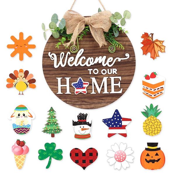 decorative flowers & wreaths welcome sign interchangeable front door porch pendant holiday decoration household ornament accessories
decorative flowers & wreaths welcome sign interchangeable front door porch pendant holiday decoration household ornament accessories