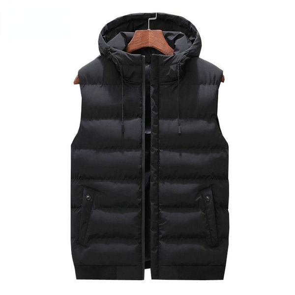 men's vests autumn and winter 2022 cotton padded thicken hooded vest men fashion warm down waistcoat casual clothing 4xl y644, Black;white 
men's vests autumn and winter 2022 cotton padded thicken hooded vest men fashion warm down waistcoat casual clothing 4xl y644, Black;white