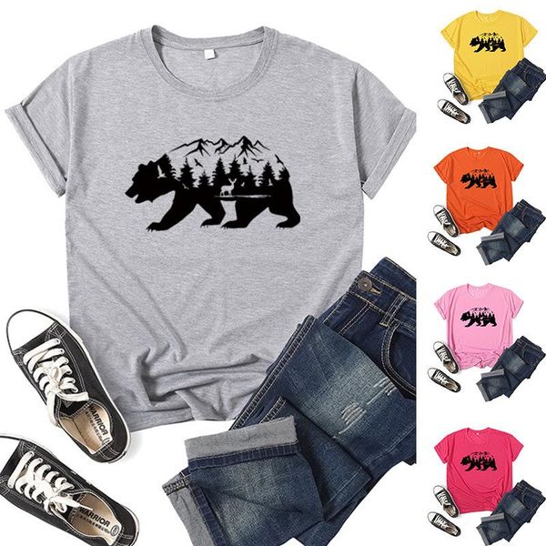 women's t-shirt mountain bear print women t shirt short sleeve o neck loose tshirt ladies tee clothes camisetas mujer, White
women's t-shirt mountain bear print women t shirt short sleeve o neck loose tshirt ladies tee clothes camisetas mujer, White