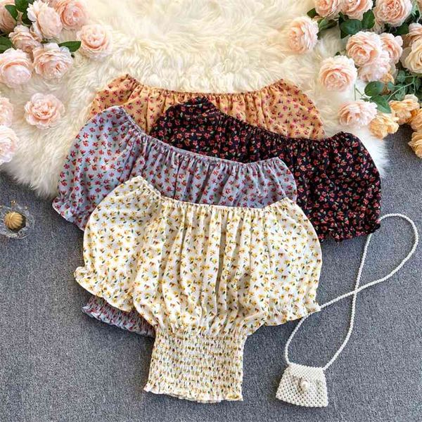 women fashion sweet floral print short slash neck sleeve stretch waist slim blouse r420 210527, White
women fashion sweet floral print short slash neck sleeve stretch waist slim blouse r420 210527, White
