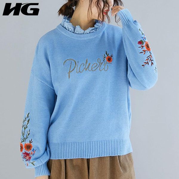 women's sweaters hg autumn winter women loose plus size blue print embroidery leisure turtleneck cotton pullovers ladies zyq1122, White;black
women's sweaters hg autumn winter women loose plus size blue print embroidery leisure turtleneck cotton pullovers ladies zyq1122, White;black