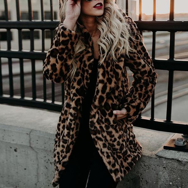 women's fur & faux women winter thick warm fashion long sleeve luxury leopard print coat outerwear artificial jacket plush clothing, Black
women's fur & faux women winter thick warm fashion long sleeve luxury leopard print coat outerwear artificial jacket plush clothing, Black