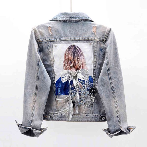 jacket 2021 spring autumn fashion beading diamond flower denim women big size slim frayed jeans jacket female casual streetwear, Black;brown
jacket 2021 spring autumn fashion beading diamond flower denim women big size slim frayed jeans jacket female casual streetwear, Black;brown