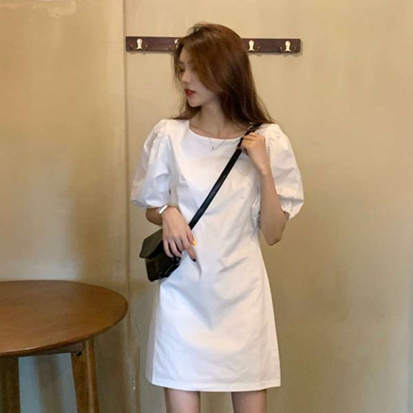 white dress with bubble sleeves for women's summer gentleness french minority super fairy temperament skirt, Black;gray
white dress with bubble sleeves for women's summer gentleness french minority super fairy temperament skirt, Black;gray