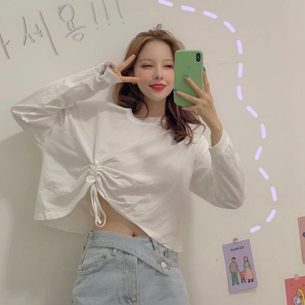 woman tshirts spring loose tied round neck long sleeve t-shirt for women mujer camisetas women's, White
woman tshirts spring loose tied round neck long sleeve t-shirt for women mujer camisetas women's, White