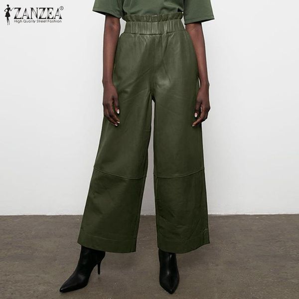 women's pants & capris 2021 spring solid pu leather zanzea fashion wide leg trousers women elegant long pantalon casual elastic waist s, Black;white
women's pants & capris 2021 spring solid pu leather zanzea fashion wide leg trousers women elegant long pantalon casual elastic waist s, Black;white