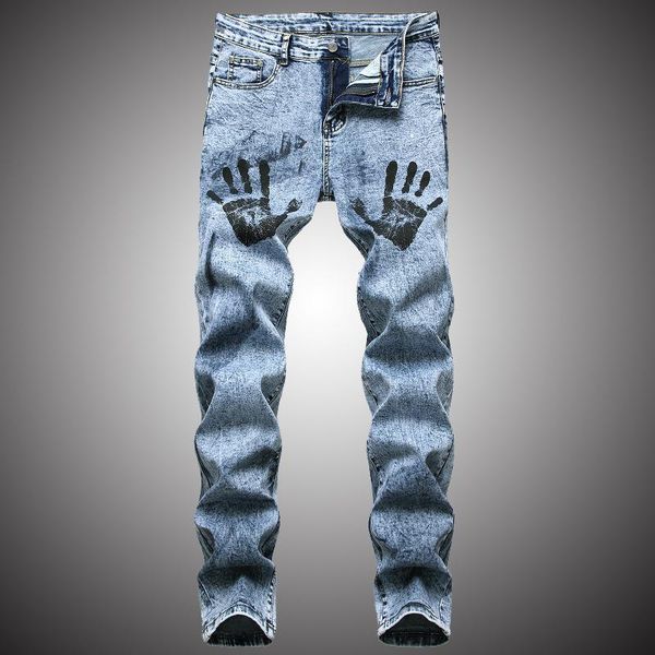 hip hop streetwear palm print jeans men motorcycle biker denim pants fashion trousers slim fit nz105 men's, Blue
hip hop streetwear palm print jeans men motorcycle biker denim pants fashion trousers slim fit nz105 men's, Blue
