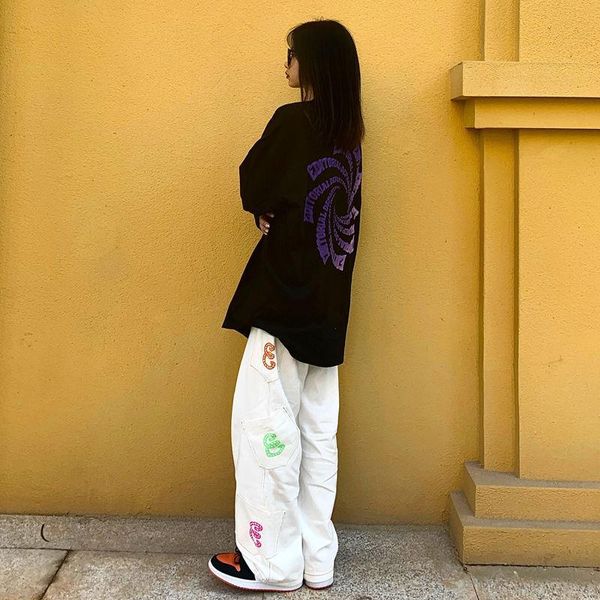 women's jeans retro cargo pants with printed pockets, in denim, for men and women, oversized, harajuku style, casual streetwear, Blue
women's jeans retro cargo pants with printed pockets, in denim, for men and women, oversized, harajuku style, casual streetwear, Blue