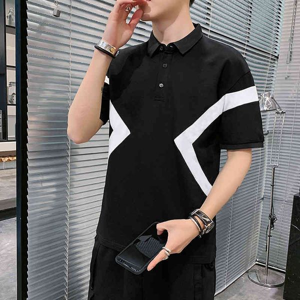 men polo summer short sleeve t-shirt men's trend ice silk slim cotton collar handsome wear, White;black
men polo summer short sleeve t-shirt men's trend ice silk slim cotton collar handsome wear, White;black