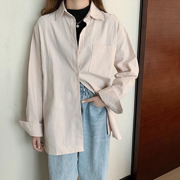 women's blouses & shirts oversized women 2021 spring autumn bf style loose streetwear long sleeve blusas mujer, White
women's blouses & shirts oversized women 2021 spring autumn bf style loose streetwear long sleeve blusas mujer, White