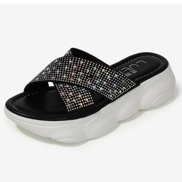 slippers fashion summer women casual open toe crossed rhinestone platform lady flip flops non-slip beach shoes sh152, Black
slippers fashion summer women casual open toe crossed rhinestone platform lady flip flops non-slip beach shoes sh152, Black