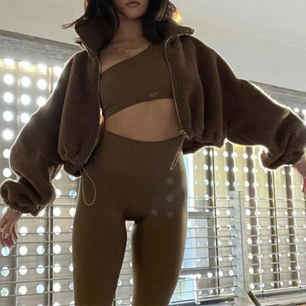 women's jackets autumn and winter brown plush zipper jacket coat solid color fashion high collar long sleeve s/m, Black;brown
women's jackets autumn and winter brown plush zipper jacket coat solid color fashion high collar long sleeve s/m, Black;brown