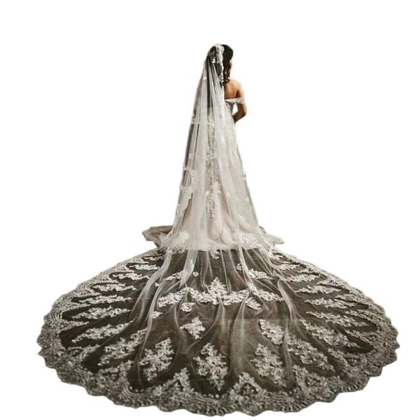 bridal veils luxury cathedral lace edge appliques wedding accessories studio po taking with hair combs custom made long, Black
bridal veils luxury cathedral lace edge appliques wedding accessories studio po taking with hair combs custom made long, Black
