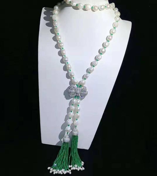 chains 75-80cm 10-11mm white baroque freshwater pearl green stone necklace zircon bowknot accessories tassel pendant, Silver
chains 75-80cm 10-11mm white baroque freshwater pearl green stone necklace zircon bowknot accessories tassel pendant, Silver