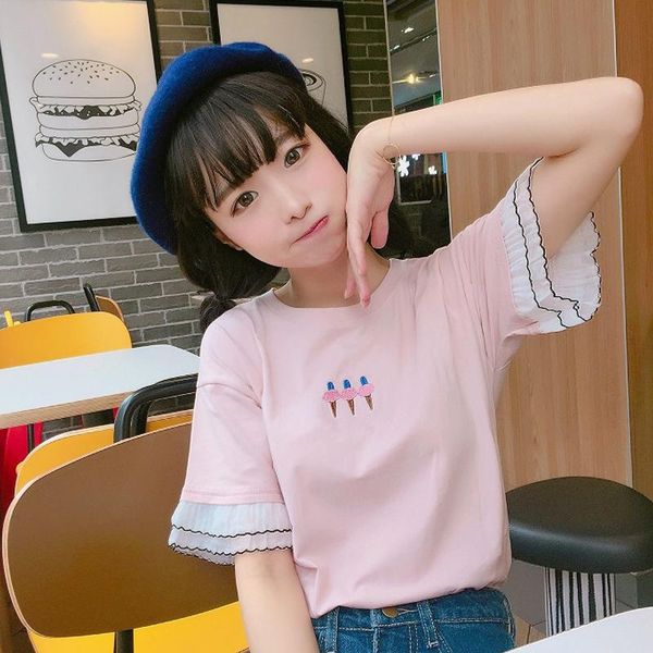 women's t-shirt japanese cute summer 2021 embroidered ice lace stitching short sleeve women loose kawaii youth girl tee shirt, White
women's t-shirt japanese cute summer 2021 embroidered ice lace stitching short sleeve women loose kawaii youth girl tee shirt, White