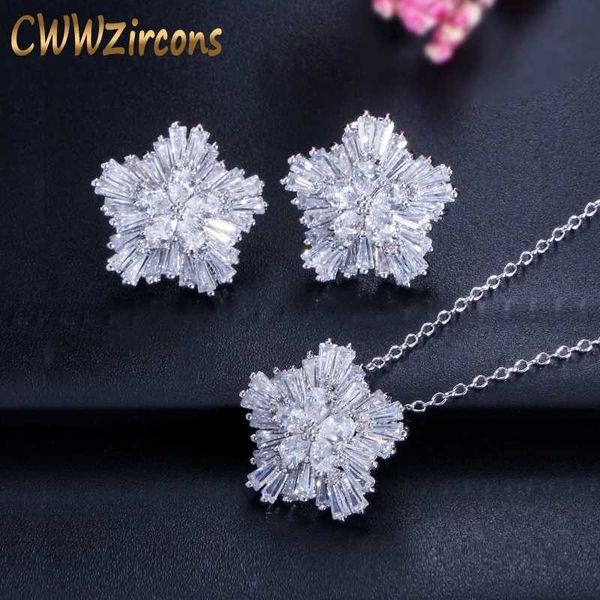 brand ladies fashion jewelry aaa cubic zirconia snow flower pendant necklace earring sets for women gift t208 210714, Silver
brand ladies fashion jewelry aaa cubic zirconia snow flower pendant necklace earring sets for women gift t208 210714, Silver
