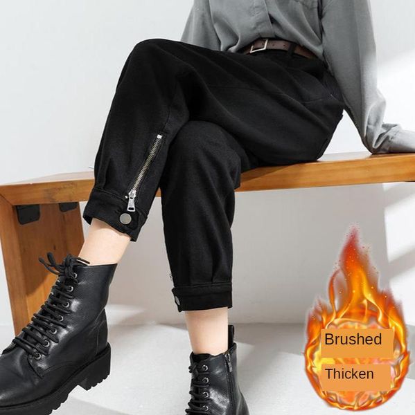 women's pants & capris black cotton loose straight autumn winter fleece thick high waist harem women fashion ankle-length, Black;white
women's pants & capris black cotton loose straight autumn winter fleece thick high waist harem women fashion ankle-length, Black;white