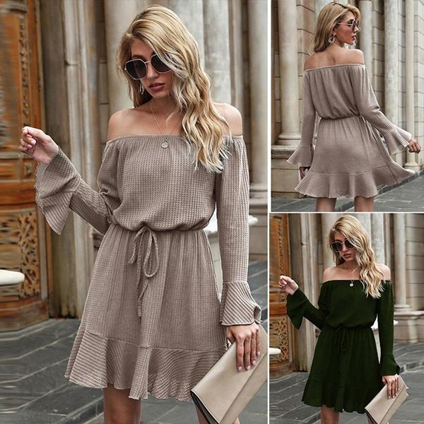 casual dresses women's autumn and winter thick sweater dress flare sleeve ruffle knit, Black;gray
casual dresses women's autumn and winter thick sweater dress flare sleeve ruffle knit, Black;gray