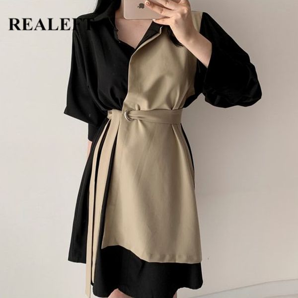 vintage patchwork women's shirts dress sashes spring summer long sleeve straight chic female loose dresses 210428, Black;gray
vintage patchwork women's shirts dress sashes spring summer long sleeve straight chic female loose dresses 210428, Black;gray