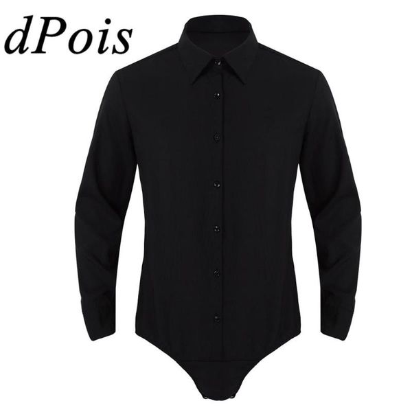 mens shirts long sleeves male gay one-piece button down solid color business casual bodysuit shirt man men's, White;black
mens shirts long sleeves male gay one-piece button down solid color business casual bodysuit shirt man men's, White;black