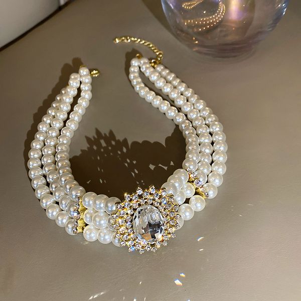 chain women pendants crystal diamond multi row pearl necklace exaggerated atmosphere short neckwear choker net red female, Silver
chain women pendants crystal diamond multi row pearl necklace exaggerated atmosphere short neckwear choker net red female, Silver