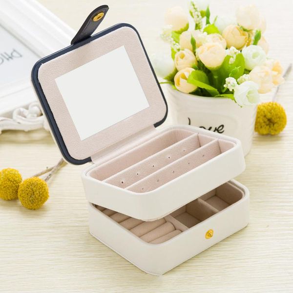 storage boxes & bins pu jewellery box for ring necklace earrings two layers jewelry organizer with mirror portable makeup case
storage boxes & bins pu jewellery box for ring necklace earrings two layers jewelry organizer with mirror portable makeup case