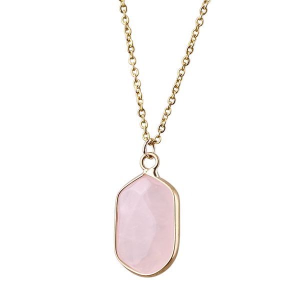 quadrilateral rose quartz powder pink crystal pendant necklace stainless steel chain necklace, Silver
quadrilateral rose quartz powder pink crystal pendant necklace stainless steel chain necklace, Silver
