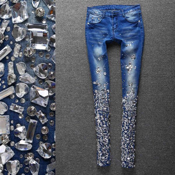 women's jeans hand made diamond strass jeans embroidered thin flares stretch out pencil pants fashion party 7y9c, Blue
women's jeans hand made diamond strass jeans embroidered thin flares stretch out pencil pants fashion party 7y9c, Blue