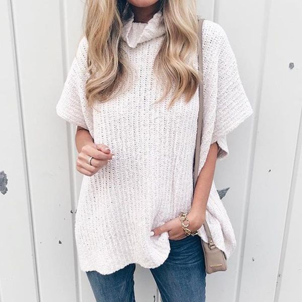 women's sweaters home&nest winter spring warm women batwing sleeve turtleneck knitted sweater lady half loose pullover jumper blouse, White;black