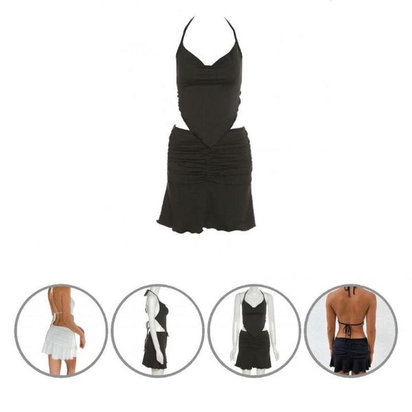 two piece dress short soft a-line skirt with bandage tank solid color bodycon comfortable for party, White
two piece dress short soft a-line skirt with bandage tank solid color bodycon comfortable for party, White