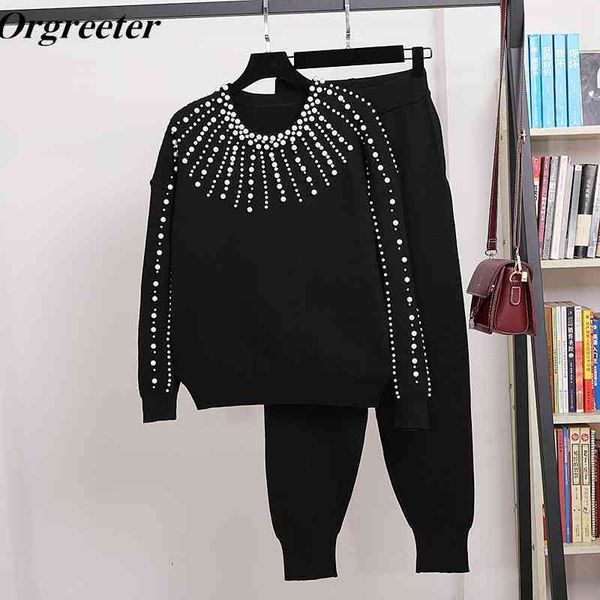 autumn winter sweaters pants suits beading diamond knitted pullover + 2 piece sets tracksuits women's clothing 210525, White
autumn winter sweaters pants suits beading diamond knitted pullover + 2 piece sets tracksuits women's clothing 210525, White