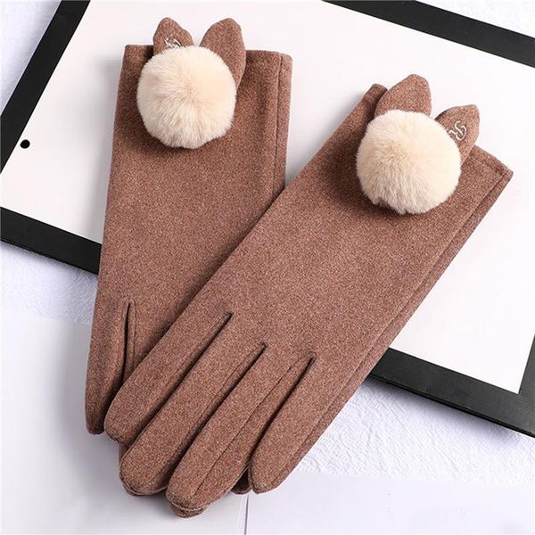 five fingers gloves female winter plus velvet thickened warm wool driving korean cute rex fur ball touch screen student cycling, Blue;gray
five fingers gloves female winter plus velvet thickened warm wool driving korean cute rex fur ball touch screen student cycling, Blue;gray