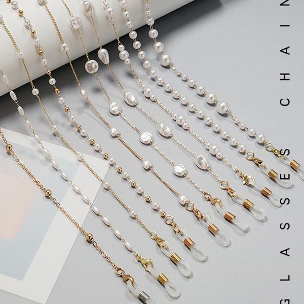 sunglasses frames pearl beaded golden link chain eyeglasses face mask necklace reading glasses strap cord holder head neck band, Silver
sunglasses frames pearl beaded golden link chain eyeglasses face mask necklace reading glasses strap cord holder head neck band, Silver