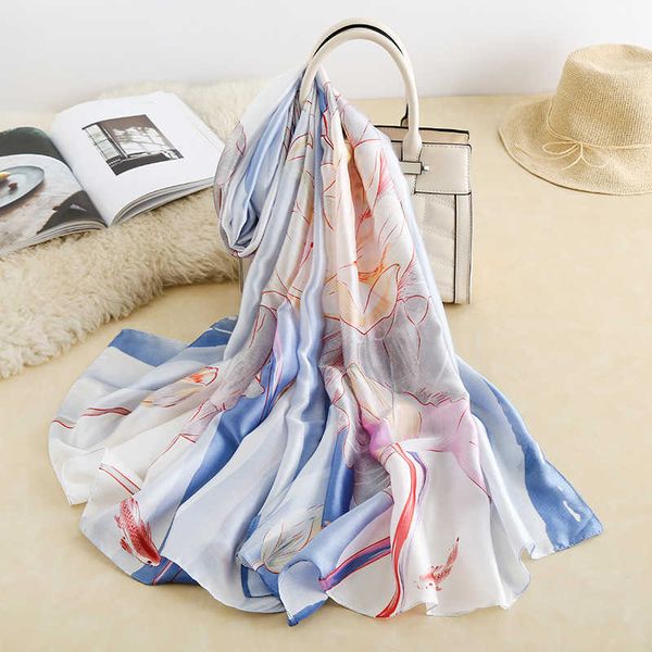 2021 spring and summer imitation women's elegant temperament shawl long scarf silk satin anti wrinkle silk scarf, Blue;gray
2021 spring and summer imitation women's elegant temperament shawl long scarf silk satin anti wrinkle silk scarf, Blue;gray