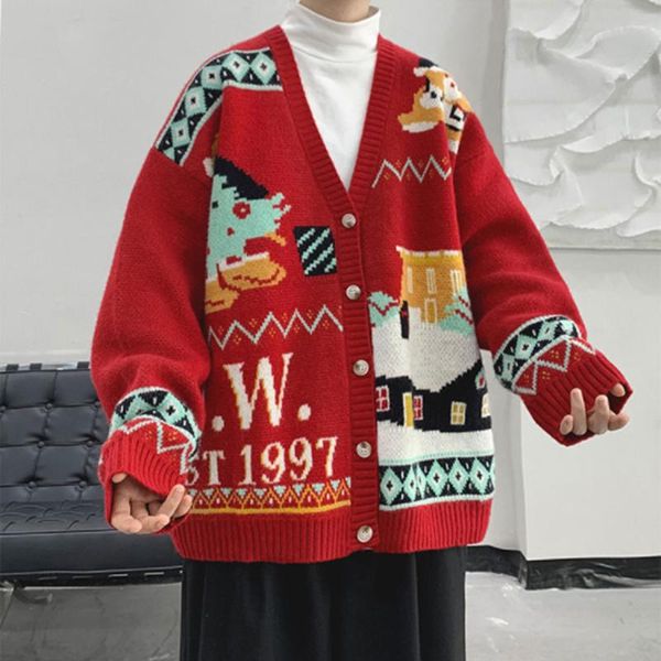 men's sweaters autumn and winter sweater casual v-neck christmas loose fashion cardigan men jacket holiday coat, White;black
men's sweaters autumn and winter sweater casual v-neck christmas loose fashion cardigan men jacket holiday coat, White;black